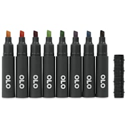 Olo Chisel Dual-Tip Markers - Set of 8, Urban, caps off