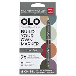 Olo Chisel Dual-Tip Markers - Set of 8, Urban, front of the packaging