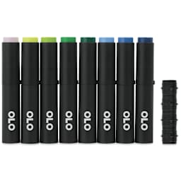 Olo Brush Dual-Tip Markers - Set of 8, Landscape, caps on