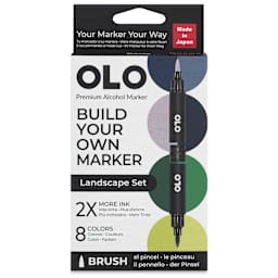 Olo Brush Dual-Tip Markers - Set of 8, Landscape, front of the packaging
