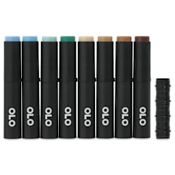 Olo Brush Dual-Tip Markers - Set of 8, Sea and Sky, caps on