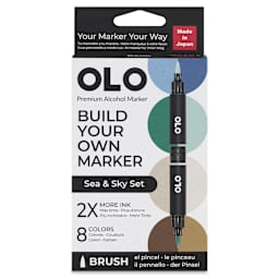 Olo Brush Dual-Tip Markers - Set of 8, Sea and Sky, front of the packaging