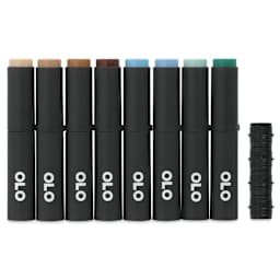 Olo Chisel Dual-Tip Markers - Set of 8, Sea and Sky, caps on