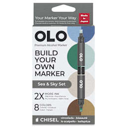 Olo Chisel Dual-Tip Markers - Set of 8, Sea and Sky, front of the packaging