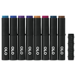Olo Brush Dual-Tip Markers - Set of 8, Rich, caps on