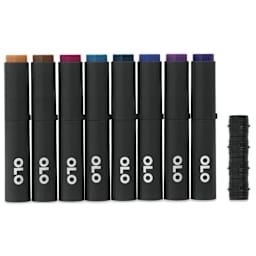 Olo Chisel Dual-Tip Markers - Set of 8, Rich, caps on