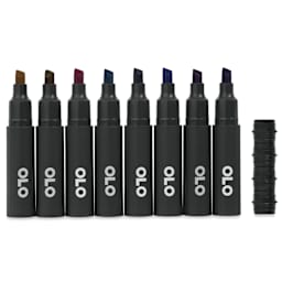 Olo Chisel Dual-Tip Markers - Set of 8, Rich, caps off