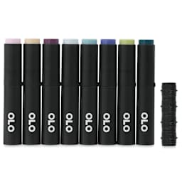 Olo Brush Dual-Tip Markers - Set of 8, Muted, caps on
