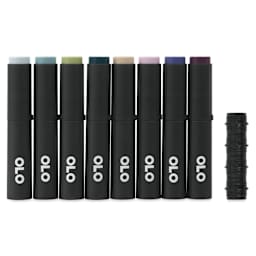 Olo Chisel Dual-Tip Markers - Set of 8, Muted, caps on