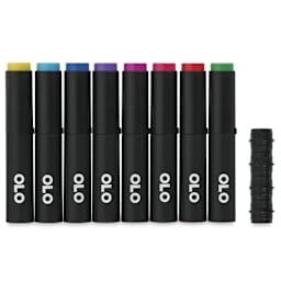 Olo Brush Dual-Tip Markers - Set of 8, Vibrant, caps on