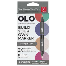 Olo Chisel Dual-Tip Markers - Set of 8, Manga 1, front of the packaging