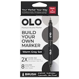 Olo Brush Dual-Tip Markers - Set of 8, Warm Gray, front of the packaging
