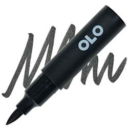 Olo Brush-Tip Half Marker - K Pure Black marker and swatch