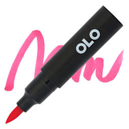 Olo Brush-Tip Half Marker - R2.4, Raspberry - Marker and Swatch