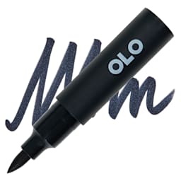 Olo Brush-Tip Half Marker - BK Blue Black marker and swatch