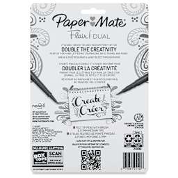 Paper Mate Flair Dual Tip Pens - Set of 8, back of the packaging