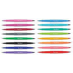 Paper Mate Flair Dual Tip Pens - Set of 16, caps off