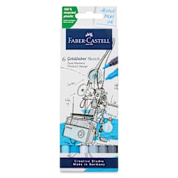 Faber-Castell Goldfaber Sketch Dual-Tip Markers - Production Design, Set of 6, front of the packaging