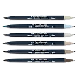 Faber-Castell Goldfaber Sketch Dual-Tip Markers - Architecture, Set of 6, caps off