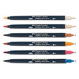 Faber-Castell Goldfaber Sketch Dual-Tip Markers - Manga, Set of 6, caps off