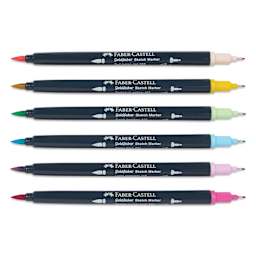 Faber-Castell Goldfaber Sketch Dual-Tip Markers - Kawaii, Set of 6, caps off