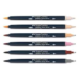 Faber-Castell Goldfaber Sketch Dual-Tip Markers - Portrait, Set of 6, caps off