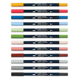 Faber-Castell Goldfaber Sketch Dual-Tip Markers - Assorted Colors, Set of 12, caps on