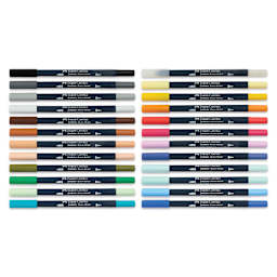 Faber-Castell Goldfaber Sketch Dual-Tip Markers - Assorted Colors, Set of 24, caps on