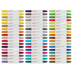 Pantone Dual Tip Markers - Assorted, Set of 54, markers laid out with caps on