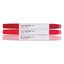 Pantone Dual Tip Markers - Red, Set of 3, markers laid out with cap on