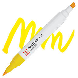 Pantone Dual Tip Marker - 107, swatch and marker