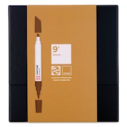 Pantone Dual Tip Markers - Brown, Set of 9, front of the packaging