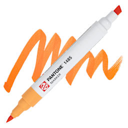 Pantone Dual Tip Marker - 1485, swatch and marker