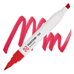 Pantone Dual Tip Marker - 186, swatch and marker