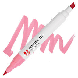 Pantone Dual Tip Marker - 197, swatch and marker