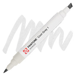 Pantone Dual Tip Marker - Cool Gray 1, swatch and marker