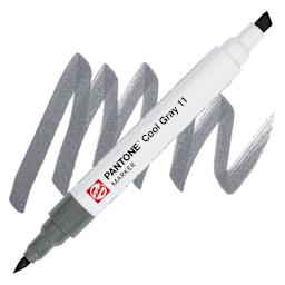 Pantone Dual Tip Marker - Cool Gray 11, swatch and  marker