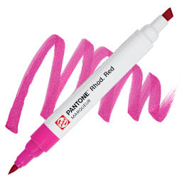 Pantone Dual Tip Marker - Rhod. Red, swatch and marker
