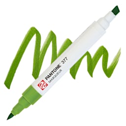 Pantone Dual Tip Marker - 377, swatch and marker