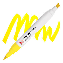 Pantone Dual Tip Marker - Yellow, swatch and marker