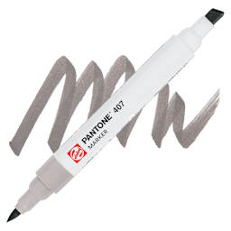 Pantone Dual Tip Marker - 407, swatch and marker