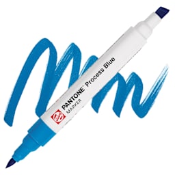 Pantone Dual Tip Marker - Process Blue, swatch and marker