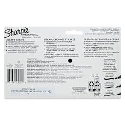 Sharpie Creative Acrylic Markers - Set of 5, Earth Tones, Fine Tip back of packaging