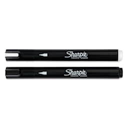 Sharpie Creative Acrylic Markers - Set of 2, Black and White, Bullet Tip markers laid out with caps on