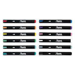 Sharpie Creative Acrylic Markers - Set of 12, Bullet Tip markers laid out with caps on