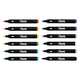Sharpie Creative Acrylic Markers - Set of 12, Bullet Tip markers laid out with caps off