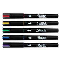 Sharpie Creative Acrylic Markers - Set of 5, Brush Tip markers laid out with caps on
