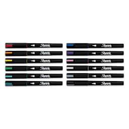 Sharpie Creative Acrylic Markers - Set of 12, Brush Tip markers laid out with caps on
