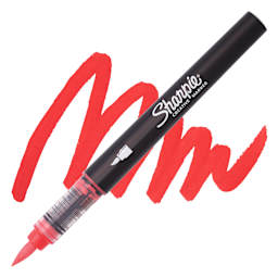 Sharpie Creative Acrylic Marker - Red, Brush Tip swatch and marker