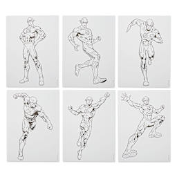 Spectrum Noir DC Heroes and Villains Pro Fan Art Markers - Flash, six line art sheets